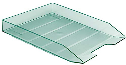 Acrimet Corbeille à Courrier Empilable Organiseur de Bureau pour Papier et Document A4 (Plastic Durable) (Couleur Vert Transparent) (1 unité)