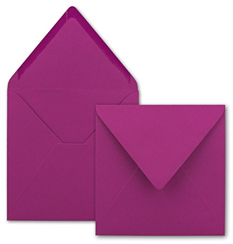 25x Quadratische Briefumschläge in Amarena - 15,5 x 15,5 cm - ohne Fenster, mit Nassklebung - 110 g/m² - Für Einladungskarten zu Hochzeit, Geburtstag und mehr - Serie FarbenFroh