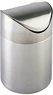 WENKO Kosmetikeimer Mod. Otranto Edelstahl 3l rostfrei mit elegantem Schwingdeckel ideal für Bad und Küche Ø 16 cm x 23,5 cm silber matt