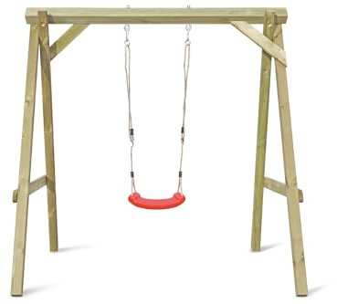 Gartenpirat Premium Kinderschaukel aus Holz Outdoor - Einzelschaukel mit Schaukelsitz - 180 x 180 x 200 cm TÜV geprüft
