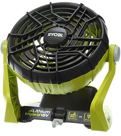 Ryobi P3320 18 Volt Hybrid One+ Battery or AC Powered Adjustable Indoor/Outdoor Shop Fan Battery and Extension Cord Not Included/Fan Only