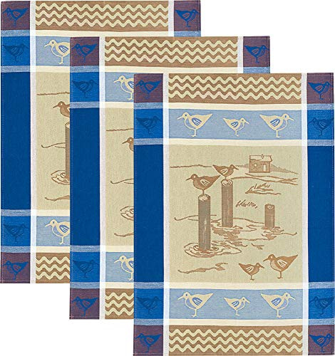 Kracht Geschirrtuch 3er-Pack Halbleinen Möven Größe 50x70 cm