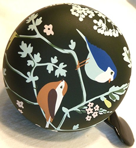 Basil CBK-MS Ding Dong Fahrradglocke Wanderlust schwarz mit Vögel + Blumen 2-Klang Ø 80mm XXL Fahrradklingel