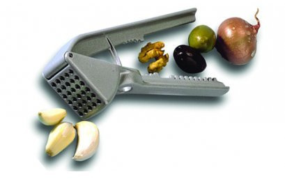 Westmark German Multipurpose Garlic Press with Olive Pitter, Nutcracker and Fish Scaler (Grey) by Westmark