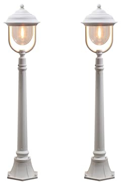 Konstsmide 2er-Set weisse Wegeleuchten PARMA aus Aluminium, E27, IP43, H.: 118 cm; 7225-250