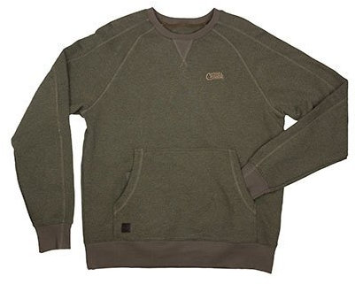 Fox Chunk Crew Pouch Sweatshirt Green Marl Pullover, Angelpullover, Angelbekleidung, Pulli für Angler, Angelpulli Chunk Crew Pouch Sweatshirt Green Marl Pullover, Größe:S
