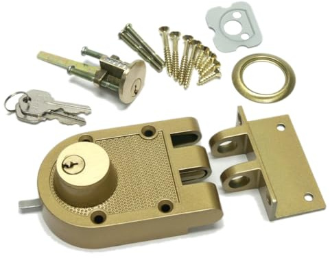 NU-Set Lock | Jimmy Proof Style Deadbolt Lock | Inter Locking Double Cylinder Deadbolt Lock | Home Improvement & Door Hardware (Bronze)
