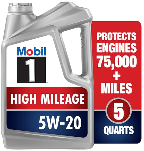 Mobil 1 High Mileage Full Synthetic Motor Oil 5W-20, 5 Quart
