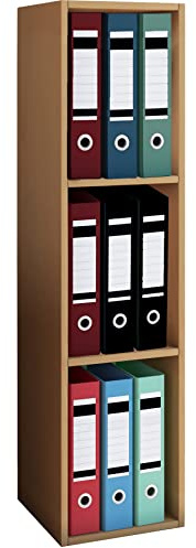 VCM Büroregal 34x30x107 cm 3 Fächer Standregal Bücherregal Aktenregal | Offener Stauraum für Ordner, Akten und Bücher - Arbeitszimmer oder Studierzimmer - Berufstätige und Studierende -
