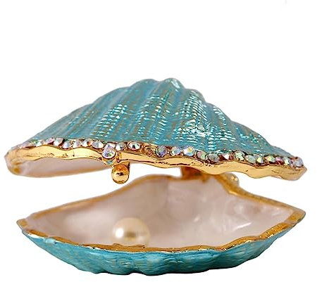 H&D HYALINE & DORA H&D Blaue Muschel Schmuckschatulle Ehering Halter Metall Muschel Figur für Ring Anzeige