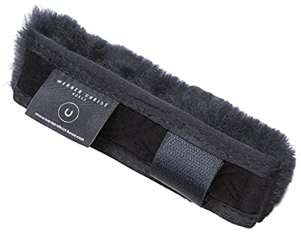 CHRIST Protector para la barbada del Caballo Cobertura de Piel de Cordero Medicinal para la muserola de bocado de la cabezada Disponible en Natural, Gris, marrón o Negro (5x14 o 7x14 cm)