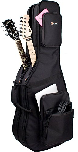 Protec CF234DBL Double Electric Guitar Gig Bag, Gold Series (Fits Strat, Tele, & Les Paul Shaped Guitars),Black