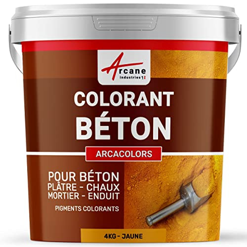 Colorant Ciment pour Enduit et Mortier - ARCACOLORS 4 kg Jaune | Colore Béton, Plâtre, Ciment, Chaux, Murs et Sols, Résiste aux Uv, Intérieur et Extérieur - Arcane Industries