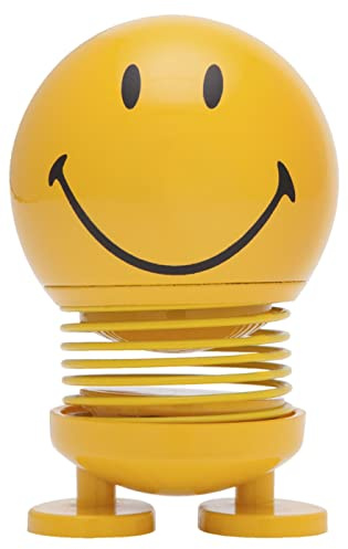 Hoptimist Smiley Wackelfigur & Glücksbringer, Deko Skandinavisch, Wohnzimmer & Schreibtisch Deko, Büro Gadgets, Tolle Kleine Geschenke, 4,5 x 5,6 x 6,6 cm, Small, Gelb