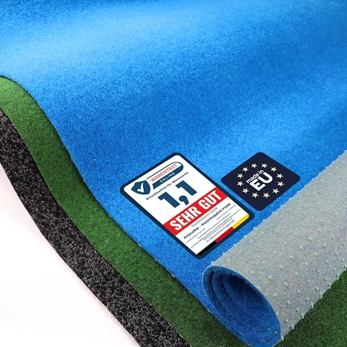 Primaflor Rasenteppich Park Blau 133 x 250 cm | 8 mm | UV-stabilisiert | wasserdurchlässig | Noppenrücken | schnelltrocknend | Rasenteppich nach Maß | Outdoor Bodenbelag für Eingang und Flur