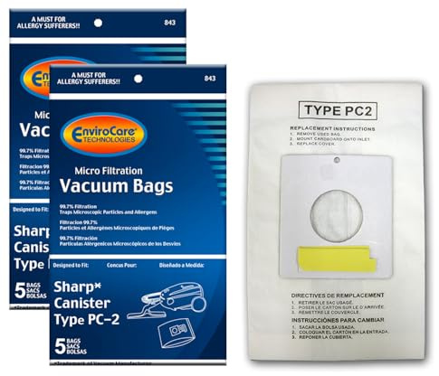 EnviroCare Replacement Micro Filtration Vacuum Cleaner Dust Bags made to fit Sharp Canister Type PC-2 10 Pack
