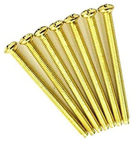 Merriway BH02230 (10 Pcs) EB Electrical Socket Screw, M3.5 x 25 mm (1 Inch), Brass Plated - Pack of 10 Pieces, Electro Brassed