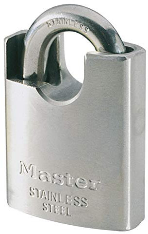 Master Lock 550EURD Lucchetto Marino a Chiave e Archetto con Protezione, Grigio, 9 x 5 x 2.3 cm