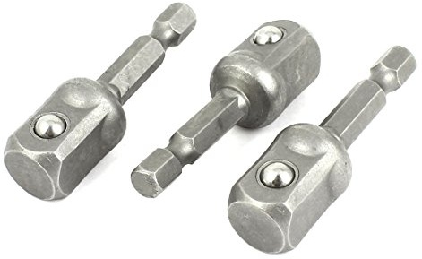 sourcing map Power Drill Drive Nut 1/4 Hex Shank to 1/2 Socket Adapter Set 3 Pcs