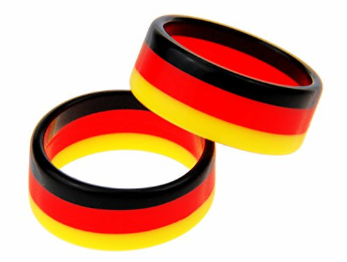 MTS care Fan Ringe Fingerringe Fan Schmuck Deutschland schwarz/rot/gold für Damen und Herren Set mit 2 Stück (54)