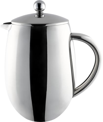 Café Olé BFD Cafetière, 18/10 stainless steel double wall body and mesh filter, Mirror finish, 350ml (3 espresso cups or 1 mug)