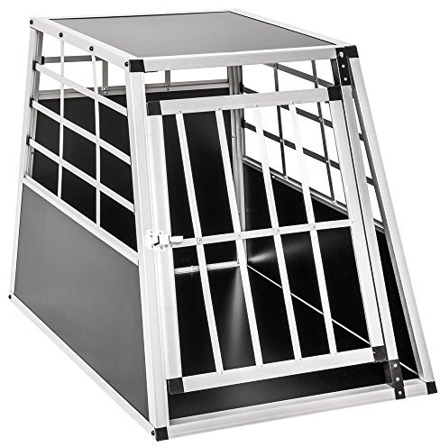 tectake® Hundebox Auto oder Hundebox für Zuhause, Aluminium Hundetransportbox, leicht und stabil, Auto Kofferraum Transportbox für Hunde - 65 x 90 x 69,5cm (Single Groß)
