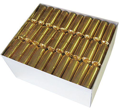 MEGAPACK: 50 Knallbonbons in glänzendem Gold 22cm - Silvester Karneval & Dekoration