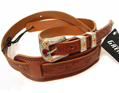 Fender Gretsch 922-0022-000 Tooled Vintage Leather Guitar Strap, Walnut