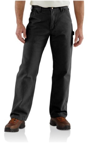 Carhartt Men's Washed Duck Dungaree Flannel Lined Work Pant - Black - 33W x 34L