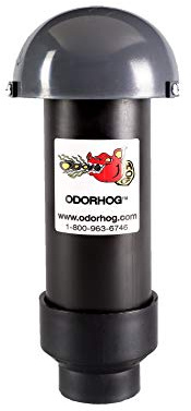OdorHog Vent Stack Pipe Filter 4 Sizes, Black ABS with Mushroom Cap, Removes Outdoor Septic and Sewer Odors (fits 1.5 or 2.0-inch)