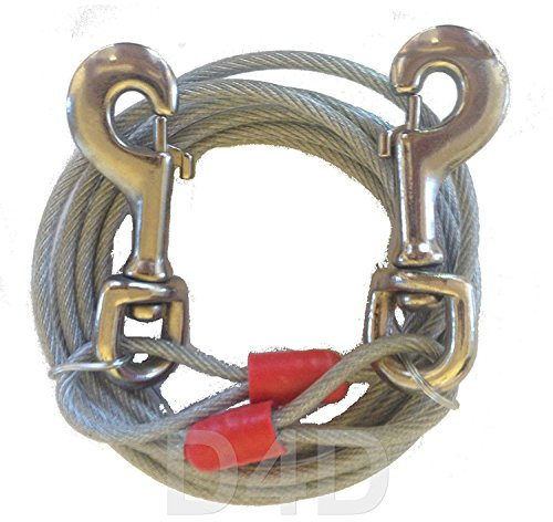 Pet Living 20ft (6m) Dog Tie Out Wire Cable Lead Leash Garden Camping