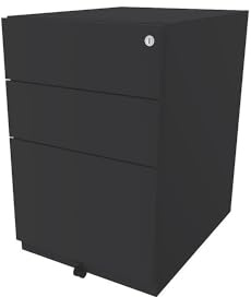 BISLEY | Rollcontainer Note™ | mit 2 Universalschubladen | 1 Hängeregistratur | HxBxT 645 x 420 x 565 mm | AnthrazitGrau