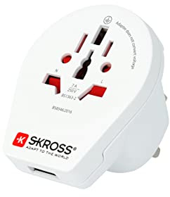 SKROSS World to UK USB Charger: Reiseadapter für Reisen in Länder, die den britischen Standard verwenden; inklusive integriertem USB-Port (2100 mA)