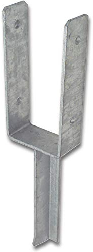 Alberts 216771 U-Pfostenträger | mit Betonanker aus T-Eisen | feuerverzinkt | lichte Breite 91 mm | Länge Betonanker 200 mm