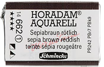 Schmincke - HORADAM® AQUARELL - Finest Artists' Watercolour Paints, 662 Sepia Brown Reddish, 14 662 043, 1/1 pan