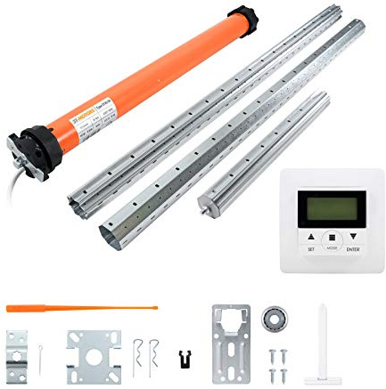 3T-MOTORS Rollladenmotor Komplettset mit Zeitschaltuhr, SW60 Welle 3,10 m, 3T45-30 (Zugkraft 30 Nm/60 kg) mit mechanischen Endschaltern, einfache Montage mit Zubehör, Rollladenantrieb