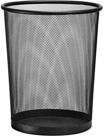 D.RECT Cestino per la Carta XXL | 19L, 27x28cm, Forma Circolare | In Rete| Cestino Gettacarte Metallo| Cestino Carta Ufficio | Nero