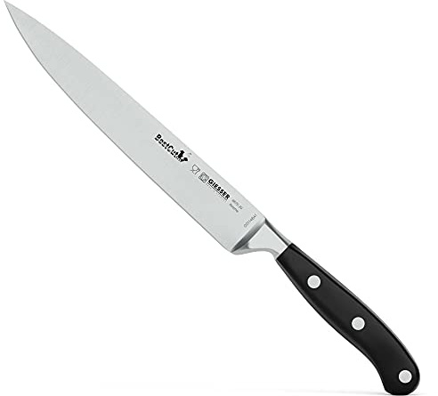 Giesser seit 1776 - Made in Germany - scharfes Tranchiermesser geschmiedet 20 cm BestCut, hitzebeständig, schwarz, deutsches Schinkenmesser spülmaschinengeeignet, rostfrei