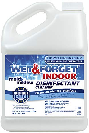 Wet & Forget Indoor Mold and Mildew All-Purpose Cleaner Deodorizes, Disinfects, Kills 99.9% of Bacteria and Viruses, Refill, 128 Fl. Oz.