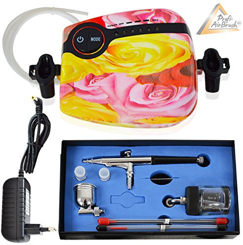 AIRBRUSH SET II CARRY Rose ACTION LIMITEE - KIT avec COMPRESSEUR AEROGRAPHE pour une grande qualite de COULEURS AIRBRUSH + PISTOLET UNIVERSAL A DOUBLE ACTION- OPTIMAL