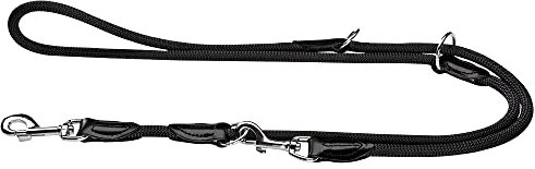 HUNTER Verstellbare Hundeführleine FREESTYLE, Farbe: schwarz, robust & wetterfest, 3-fach verstellbar, Tau mit Polyamid-Kern, liegt weich in der Hand, pflegeleicht, Größe: 1,0/200
