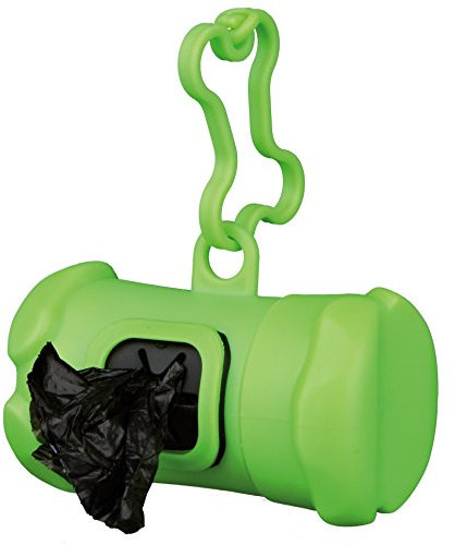 TRIXIE Kotbeutelspender mit Haken - aus Kunststoff - in Knochenform - inkl. 1 Rolle à 15 Btl. - Diverse Farben - zufällige Auswahl - 22846