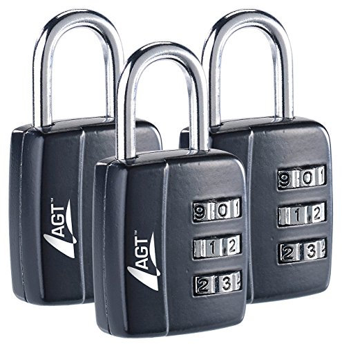 PEARL Koffer Zahlenschloss: 3er-Set: Reisekoffer- & Gepäck-Schloss, 3-stelliger Zahlencode, 29 mm (Mini Schloss, Koffer Vorhängeschloss, Reisetaschen)