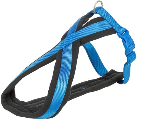 TRIXIE Premium Touren-Geschirr Größe M: Brustumfang 45–80 cm/25 mm in royalblau - sportliches Hundegeschirr mit angenehmer Vliespolsterung, stufenlos verstellbar für mittelgroße Hunde, 203902 | Sportlich mit angenehmer Vliespolsterung – stufenlos verstellbar für sicheren Halt, ideal für mittelgroße Hunde