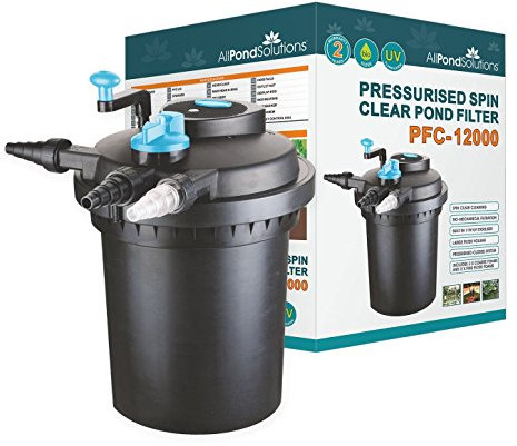 AllPondSolutions Pressurised Koi Fish Pond Filter with UV Steriliser - 2-in-1 Biological, Mechanical UV Pond Filter System - Easy to Clean & Maintain - For Outdoor Ponds Up to 12000 Litres - PFC-12000