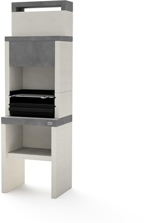 TUOZI - Einbaugrill für Holz und Holzkohle Modell PLAN 0 MAX (Grau/Weiß - 59 x 47 x 192 cm) REF: 8031 - Für den Außenbereich