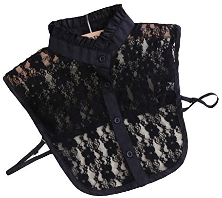 NUOLUX Fake Kragen Spitze Blusenkragen Einsatz Bluse Kragen Frauen floraler Spitze abnehmbare Shirt (schwarz)