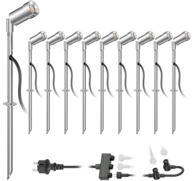 ledscom.de LED Gartenstrahler Spico mit Erdspieß für außen IP44 je 105lm warm-weiß 10er Set