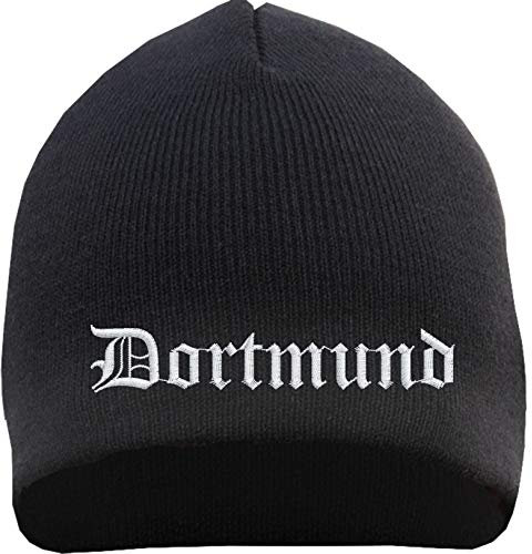 HB_Druck Dortmund Beanie Mütze - Altdeutsch - Bestickt - Strickmütze Wintermütze Einheitsgröße Schwarz