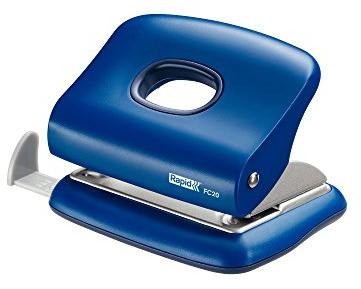 Rapid 23721801 Kleiner Locher (20 Blatt, Anschlagschiene mit Formatvorgaben, Metall, FC20, Blisterverpackung) blau